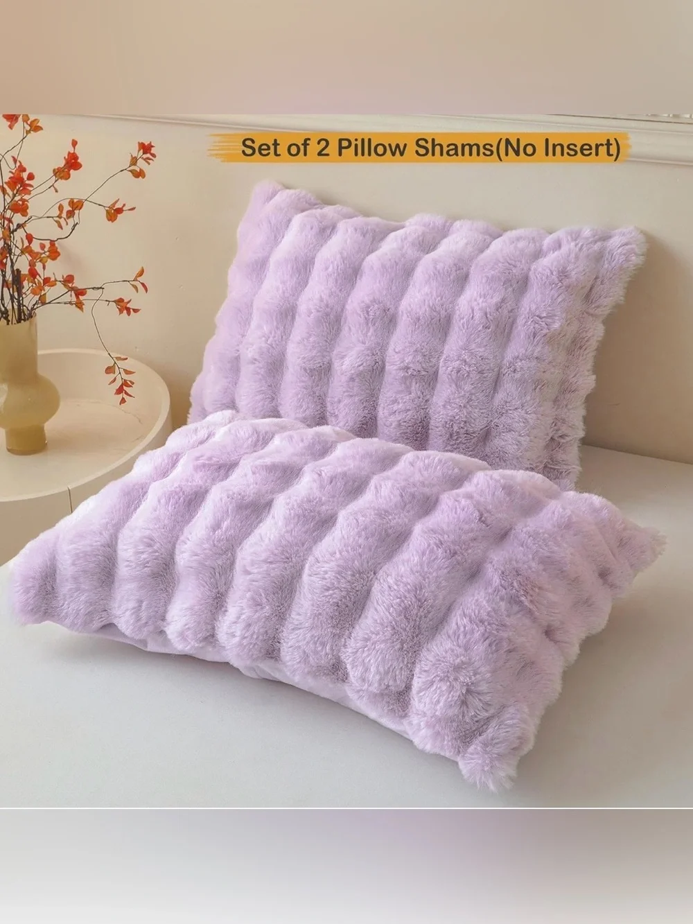2pc. Plush Faux Fur Lumbar Pillow - Lavender
